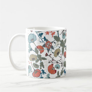 Caneca De Café Floral Colorido Azul Azul Laranja Verde Flor