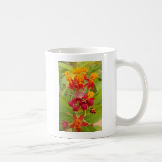 Caneca De Café Floral colorido com o Milkweed Art Impressão (Direita)