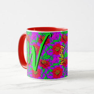 Caneca de Café Floral com Desenho de Flores Bonito