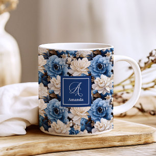 Caneca de Café Floral com Nome Personalizado Flore