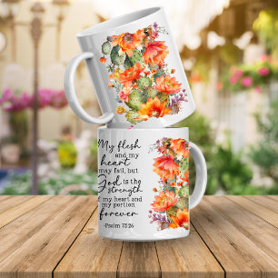 Caneca de Café Floral com Versículo Bíblico