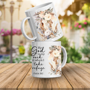Caneca de Café Floral com Versículo Bíblico