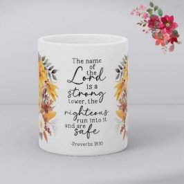 Caneca de Café Floral com Versículo Bíblico