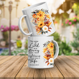Caneca de Café Floral com Versículo Bíblico