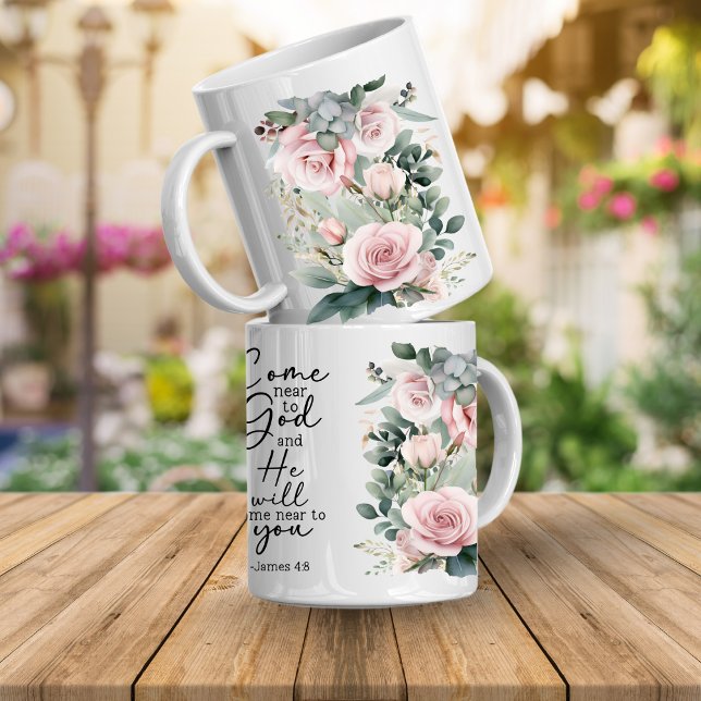 Caneca de café floral com versículo bíblico cristã (Bible Verse Floral Mugs)