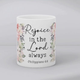 Caneca de café floral com versículo bíblico cristã