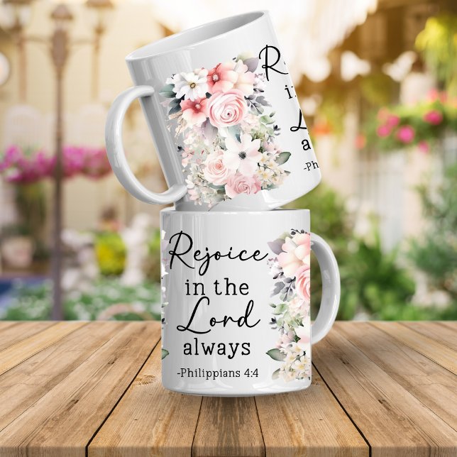 Caneca de café floral com versículo bíblico cristã (Christian Bible Verse Coffee Mugs)