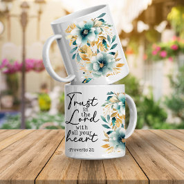 Caneca de Café Floral com Versículo da Bíblia