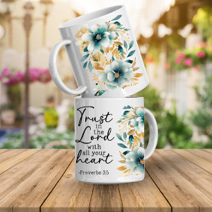 Caneca de Café Floral com Versículo da Bíblia