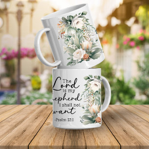 Caneca de Café Floral com Versículo dos Salmos