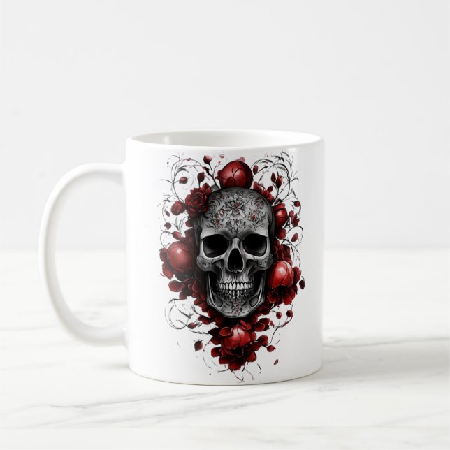 Caneca De Café Floral Crânio Mug (Esquerda)