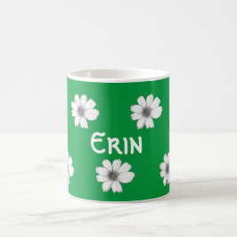 Caneca De Café Floral Custom Name Irish Green