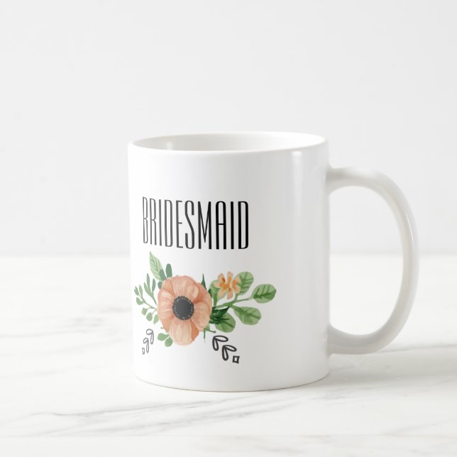 Caneca de café floral da dama de honra (Direita)
