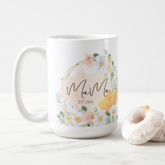 Caneca De Café Floral Daisy & Tulip Mama Mug - Presente Personali