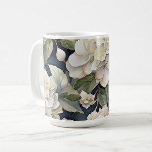 Caneca De Café Floral de cor verde-rosa-marfim-esverdeado-esverde