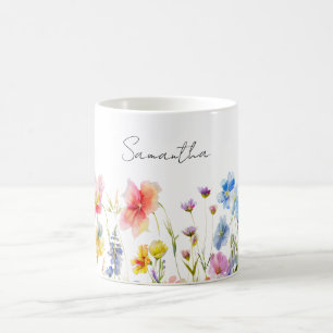 Caneca De Café Floral de Flor Selvagem Personalizado