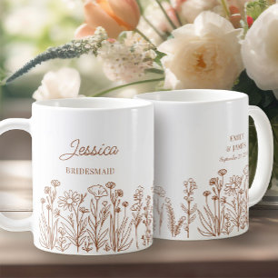 Caneca De Café Floral de Flor Silvestre Qualquer Cor Desenhado a