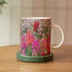 Caneca De Café Floral de Jardim de Snapdragões Coloridos