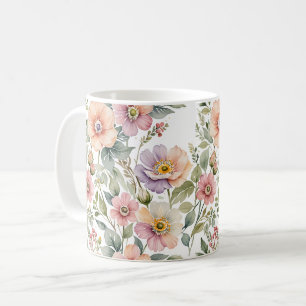 Caneca De Café Floral de Jardim Delicadamente Tinado