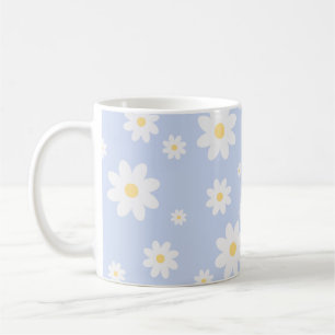 Caneca De Café Floral de Margarida Branca Simples