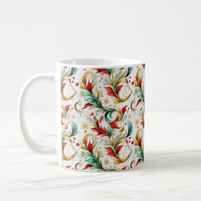 Caneca De Café Floral de natal girado (Esquerda)