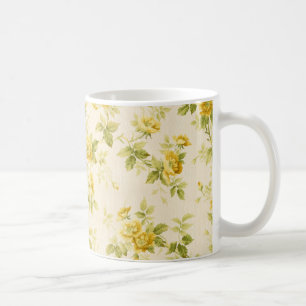 Caneca De Café Floral de Ouro Amarelo Bonito