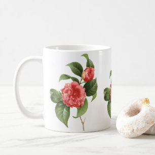 Caneca De Café Floral de Vintage, Flores de Camellia Rosa por Red