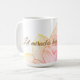 Caneca De Café Floral "Deixe que Milagres Aconteçam para Você" In