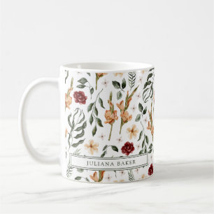 Caneca De Café Floral Delicado Personalizado