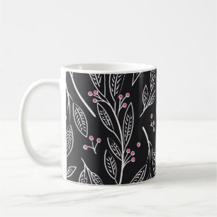 Caneca De Café Floral Desenho Da Mão: Design sem costura