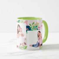 Caneca de café floral do dia das mães de 3 fotos