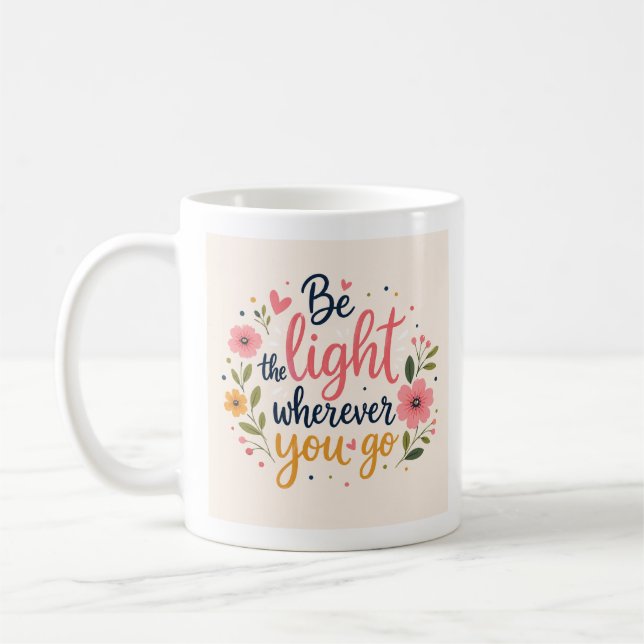 Caneca de Café Floral Doce Editável (Esquerda)