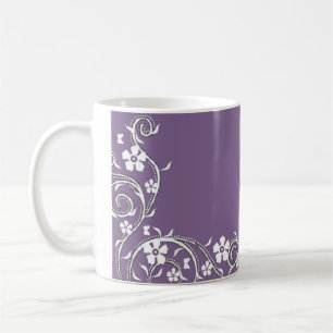 Caneca de café floral dos redemoinhos das