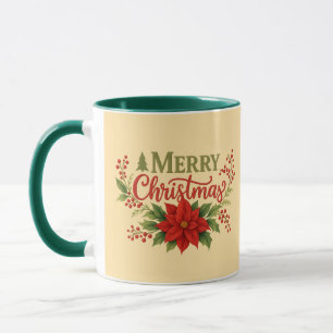 Caneca de Café Floral Elegante de Natal Feriado