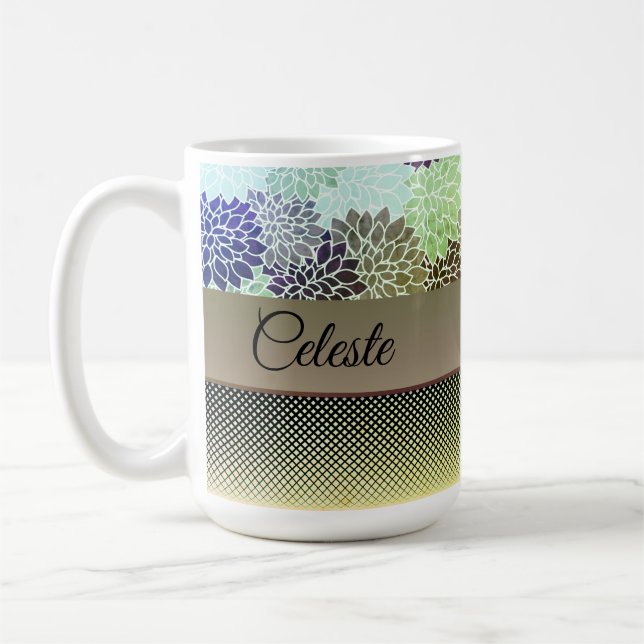 Caneca De Café Floral Elegante Personalizado (Esquerda)