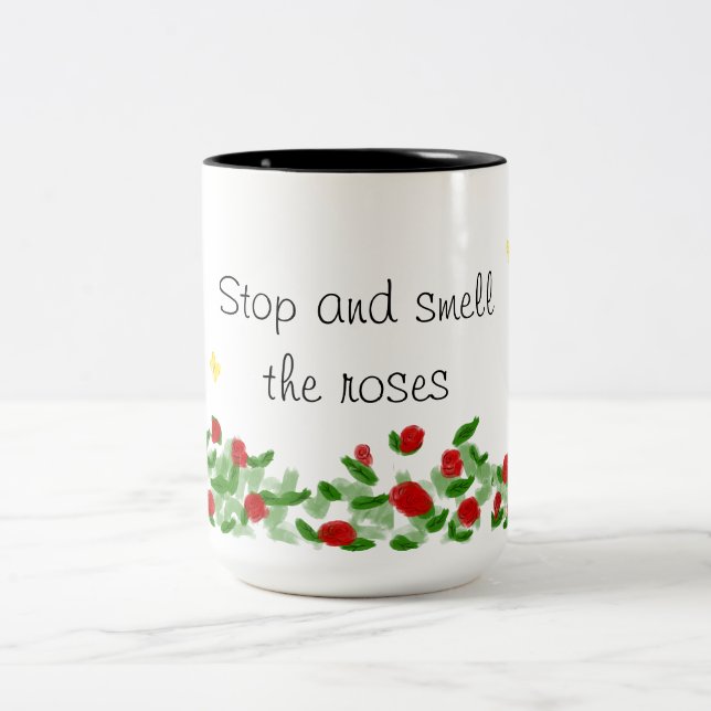 Caneca de Café Floral em Dois Tons (Centro)