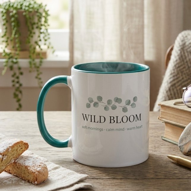 Caneca de Café Floral em Duas Cores – Botânica Est (Criador carregado)