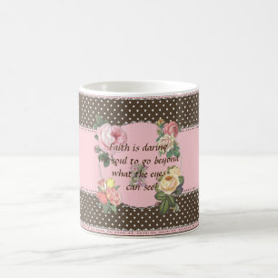 Caneca De Café Floral Faith Bolinhas