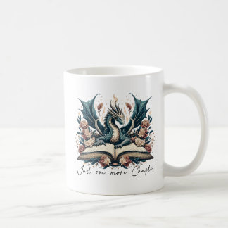 Caneca De Café Floral Fantasy Book Dragon Só mais um capítulo