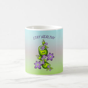 Caneca De Café Floral Fantasy Lilac Flores Verde Formas Fractais