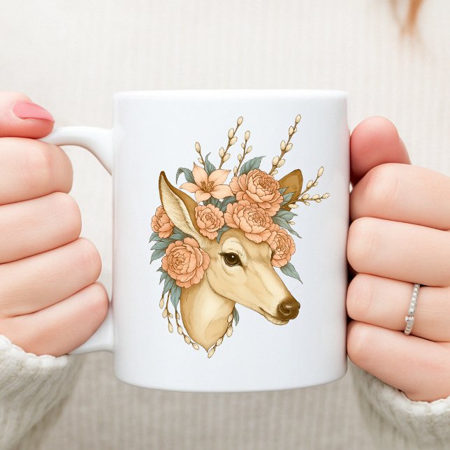 Caneca De Café Floral Fawn - Espírito Gentil da Natureza (Criador carregado)