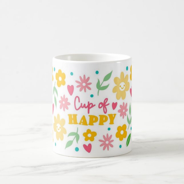 Caneca de Café Floral Feliz (Centro)