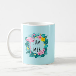 Caneca De Café Floral Flamingo Summer Bliss