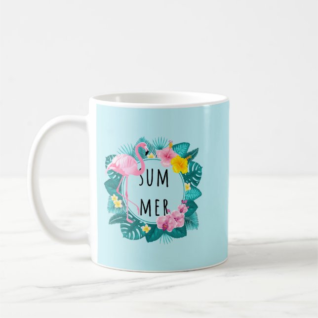 Caneca De Café Floral Flamingo Summer Bliss (Esquerda)