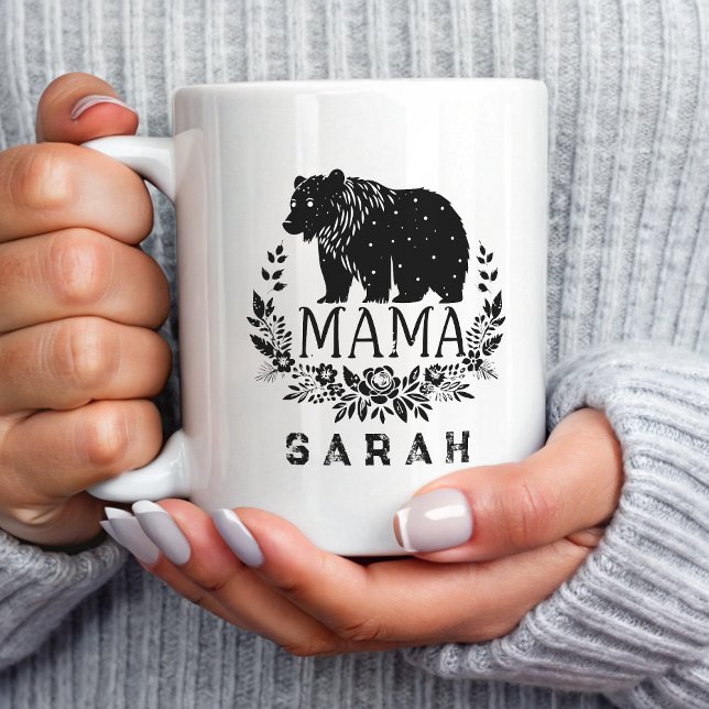 Caneca De Café Floral Floral Mama Bear (Criador carregado)