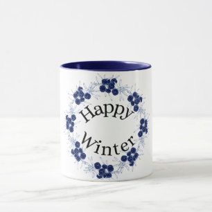 Caneca de Café Floral Fofa Feliz Inverno