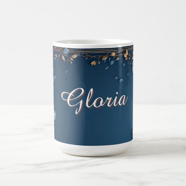 Caneca De Café Floral Frame With Custom Name (Centro)