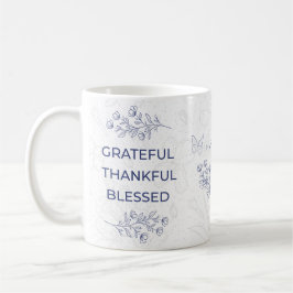 Caneca De Café Floral Grateful Thankful Blessed Motif