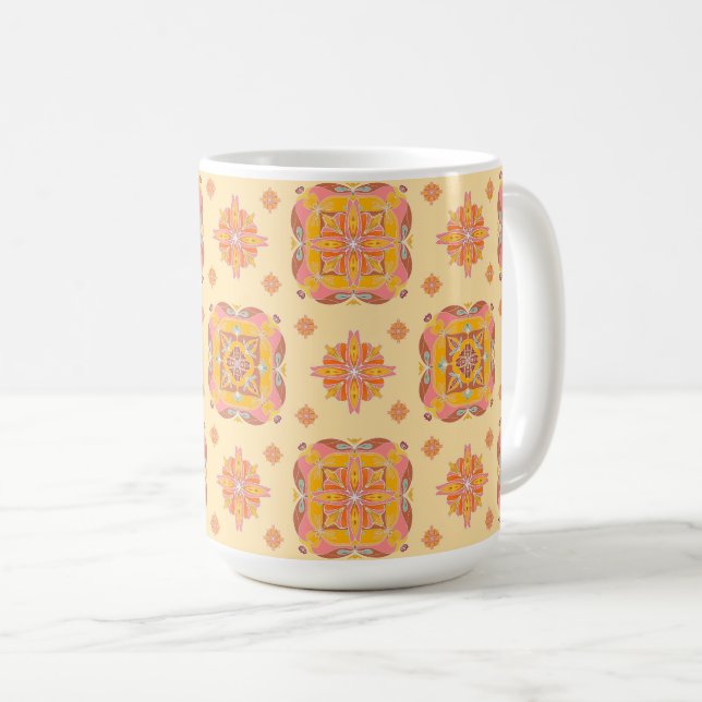 Caneca De Café Floral Grid  (Frente Esquerda)