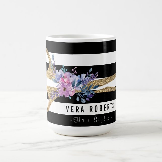 Caneca De Café Floral Hair Stylist glitter Scissor Beauty Strike (Centro)